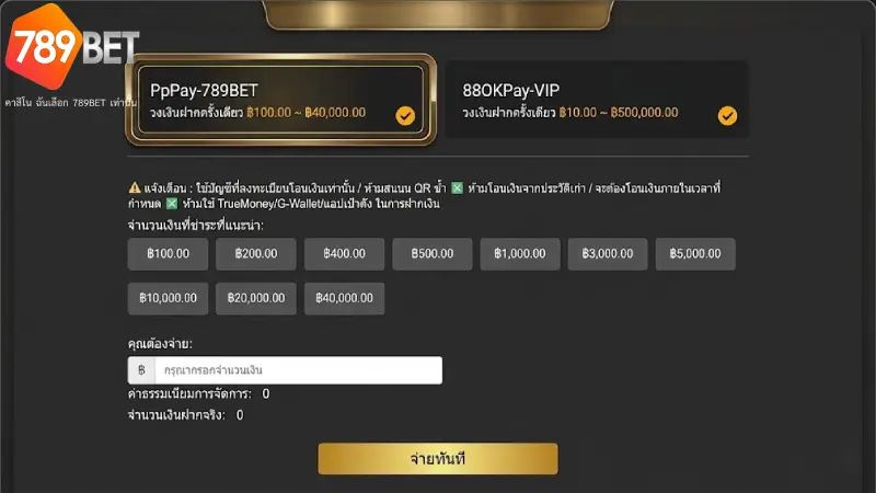 ขั้นตอนการฝากเงินอย่างละเอียดสำหรับสมาชิกใหม่ 789bet